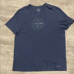 Extra large XL life is good crusher tee: vintage inspired golf